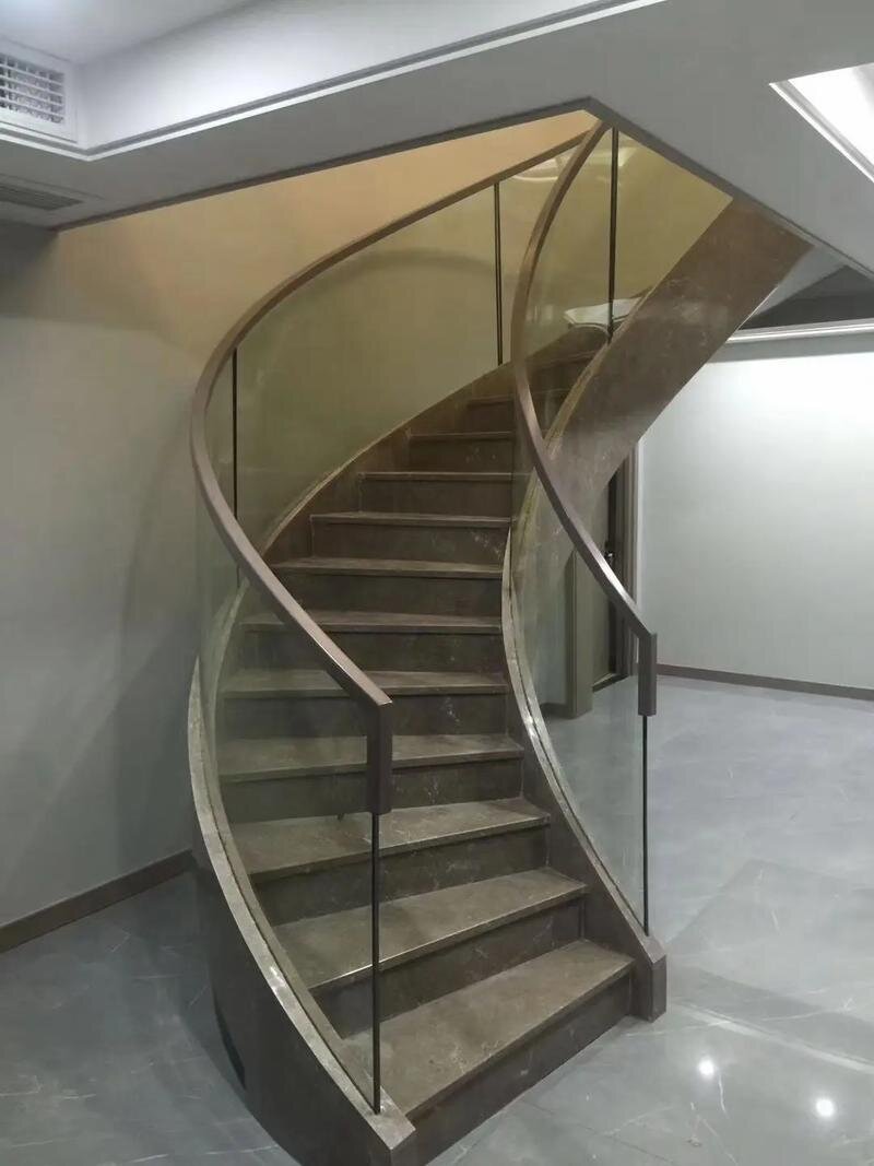 锦州市热弯弧形玻璃弧形楼梯玻璃 - 方案